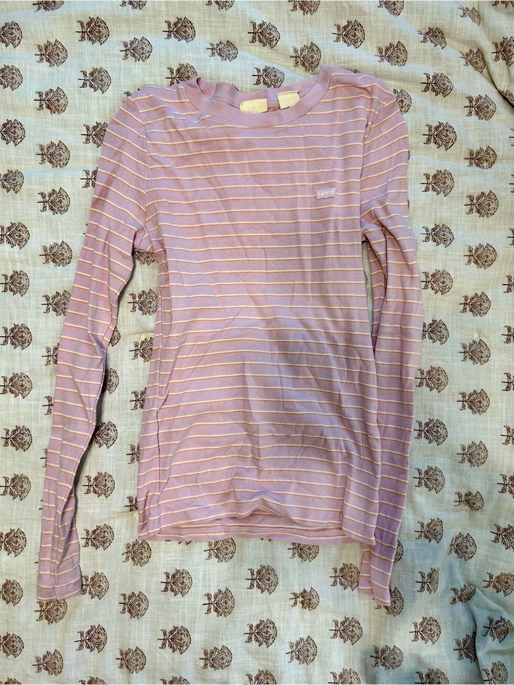 Levi's Lavender Pink and Cream Striped Long Sleeve Tee